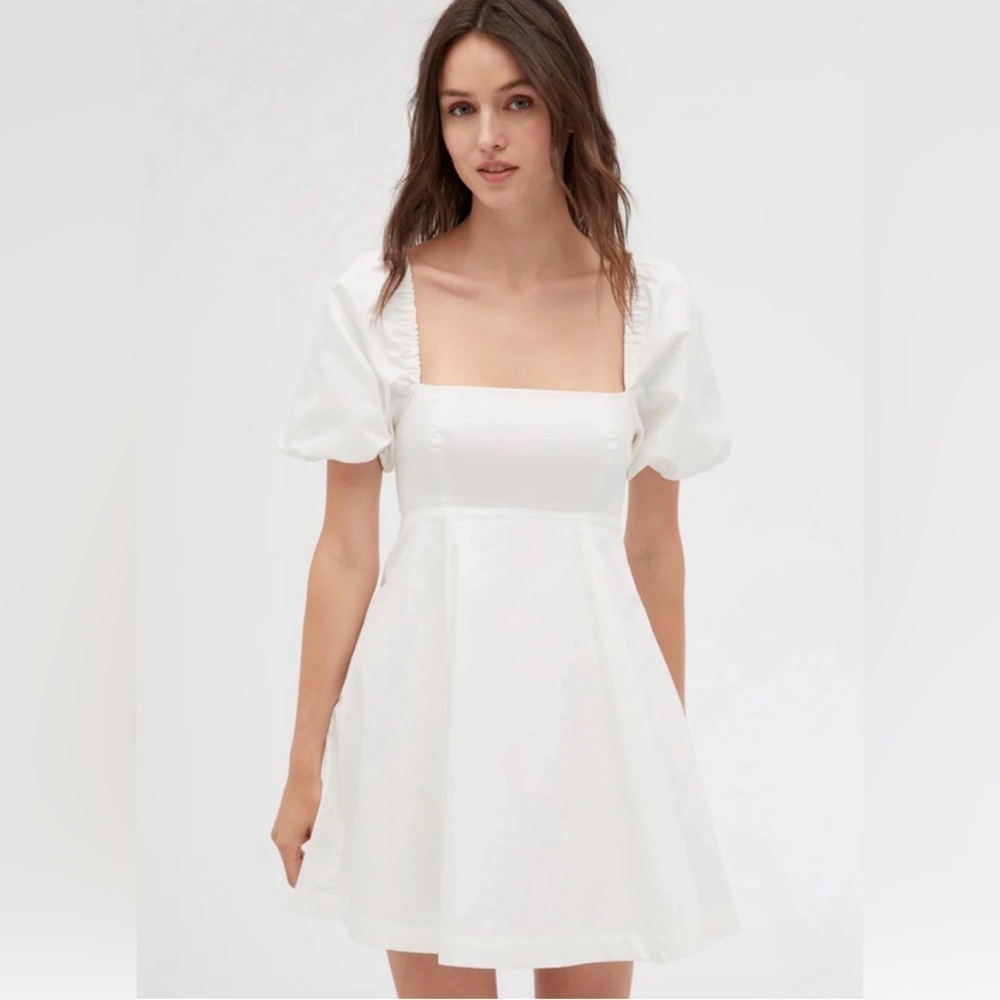 Hill House White Matilda Puff Sleeve Mini Dress small EUC
